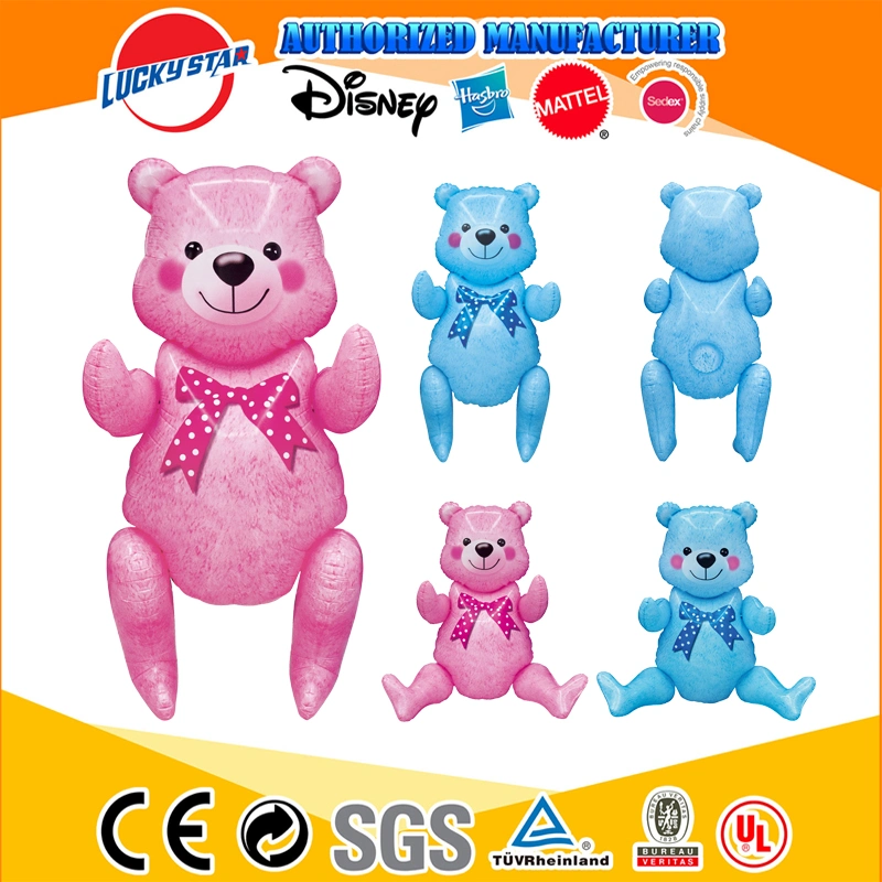 Custom Promotion Gift Inflatable Plastic Pink Blue Teddy Bear Toy for Kids