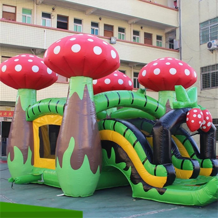 Big Inflatable Mushroom Fun City Amusement Park Bouncy Castle Toy with Slide for Kids Inflatable Tumpy Candy Castle Playhouse for Sale
