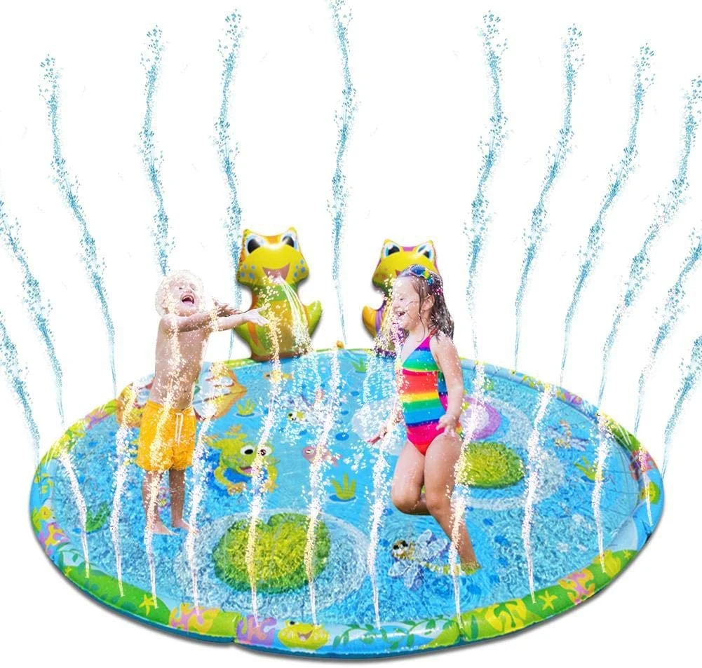 Water Play Pad Toys Inflatable Frog Sprinklers Splash Mat for Kids Children