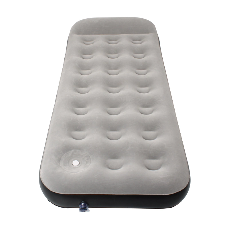 Folding Flocked Inflatable Mattress Single Airbed with Footpump