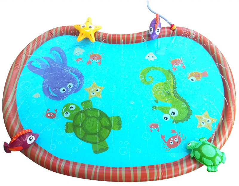Summer Outdoor Backyard Play Toys PVC Inflatable 3D Sealife Water Sprinkler Pad Mat for Kids