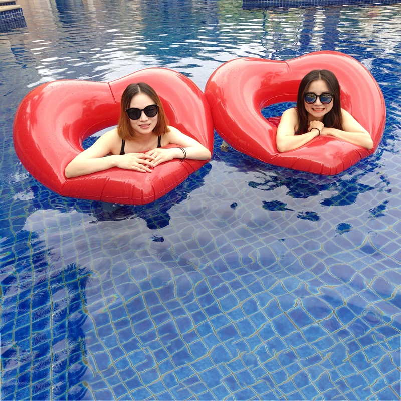 PVC Summer Water Play Equipment Toys Inflatable Swimming Pool Double Heart Swim Ring