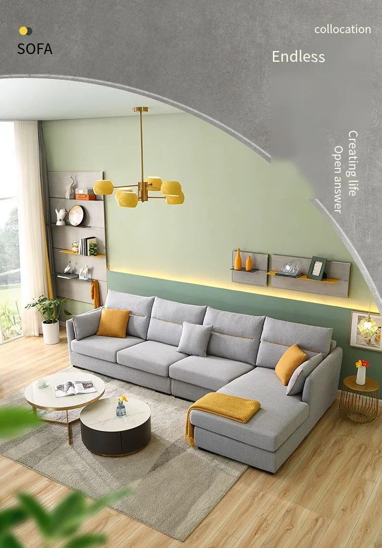 Quanu 102506 Factory Price Modern L Shape Living Room Fabric Sofa Sets Furniture Designs