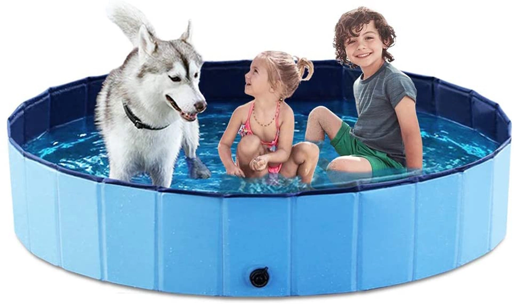 Foldable Dog Pool Large Kiddie Swimming Tub Portable Pet Bathing Pool Round PVC Leakproof Water Pool Water Pipe Connector Indoor Outdoor for Dog Cat