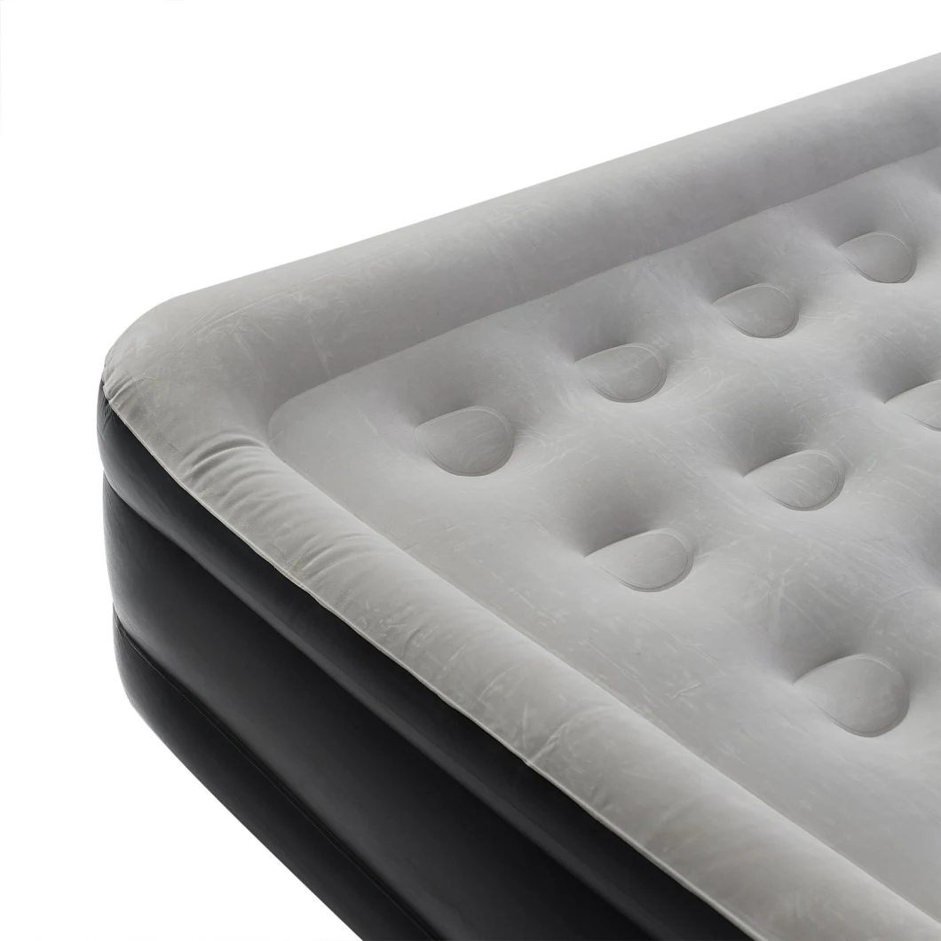 Waterproof Flocked Surface Inflatable Pillow Rest Air Mattress Classic Bed Double Camping Airbed