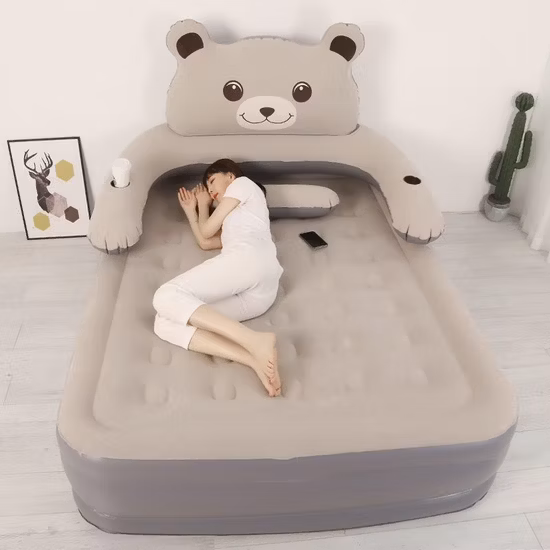 Waterproof Flocked Surface Inflatable Pillow Rest Air Mattress Classic Bed Double Camping Airbed