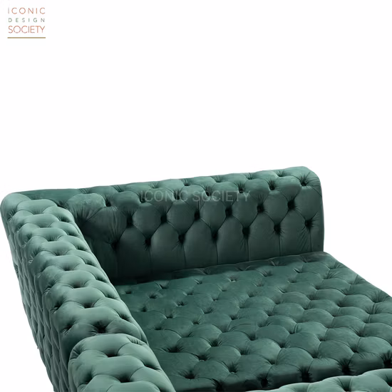 Modern Living Room Furniture Hotel Luxury Leisure Button Tufted Chesterfield Couch Velvet Fabric Sofa Set Furniture