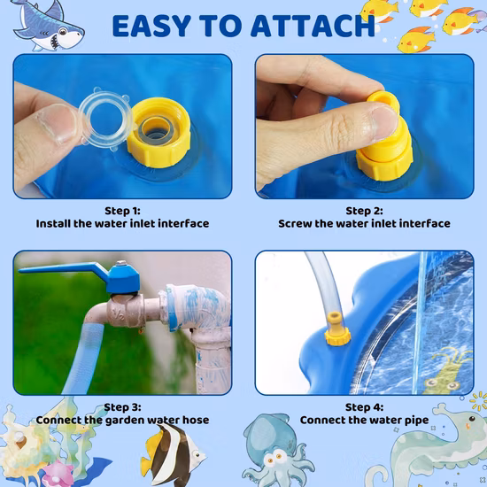 68′′ Large Inflatable Water Play Sprinkler Water Toys Splash Mat