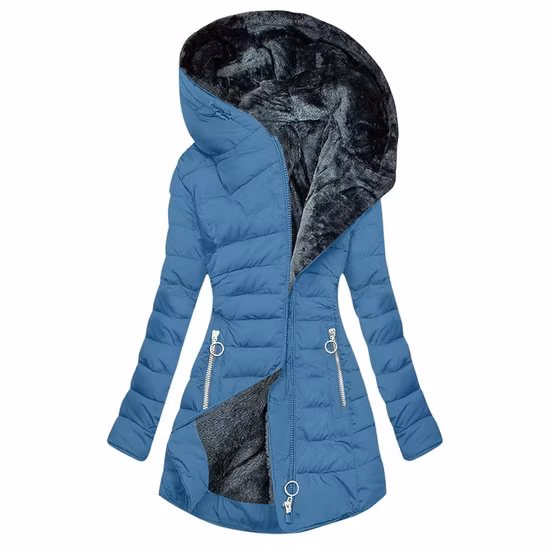 Ladies Faux Fur Shearling Jacket Outerwear Winter Coat with PU Band Sleeve Cuff and Bottom