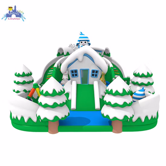 Playground Outdoor Ice and Snow World Inflatable Big Bouncer with Slide for Kids and Adults Ideal for Winter Fun