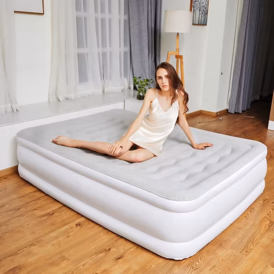 Air Mattress Elevated Raised Blow up Bed Inflatable Flocked Airbed
